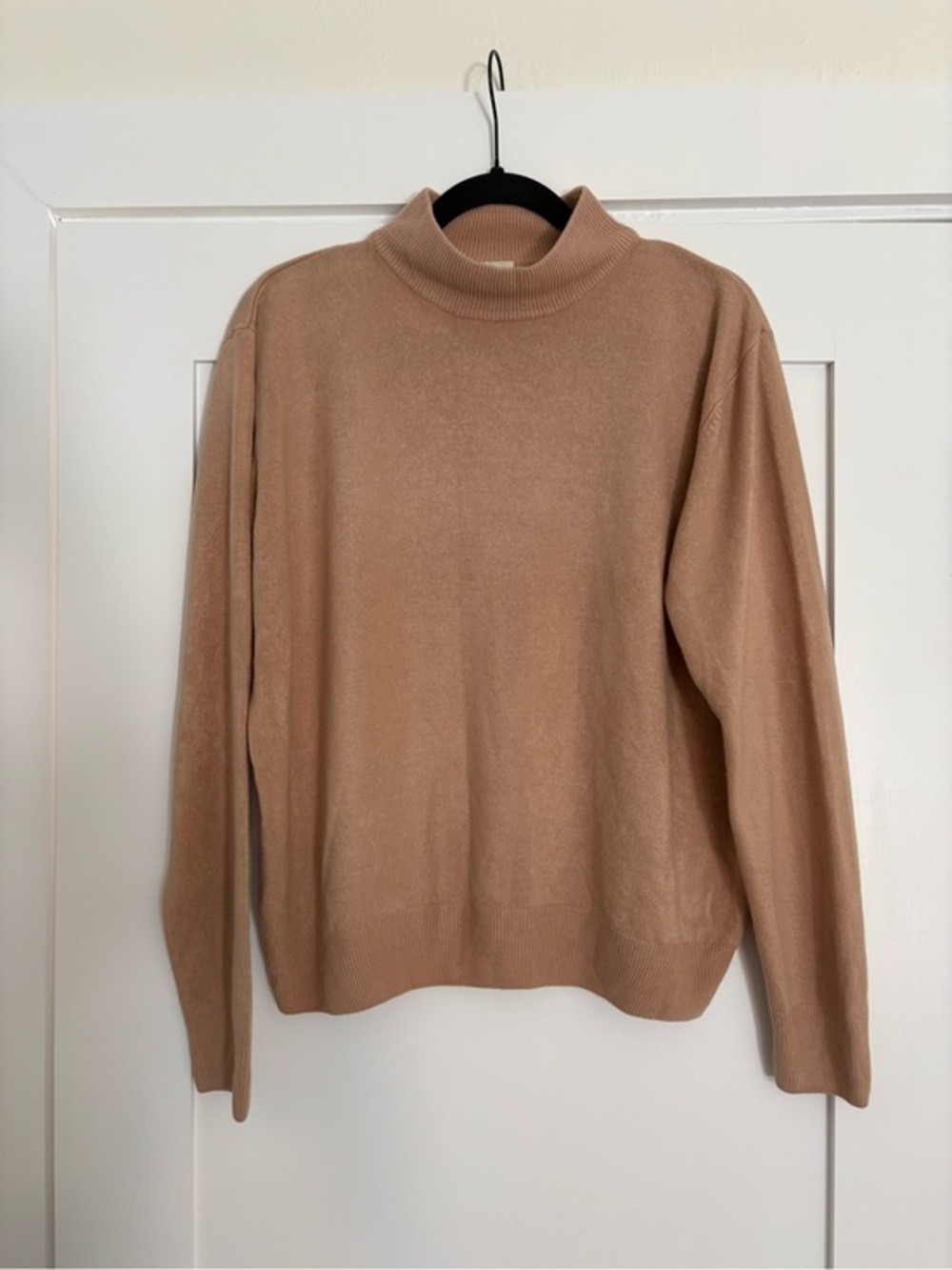 Isabelle Camel Tan Ribbed Mock Neck Knit Sweater - Size XL